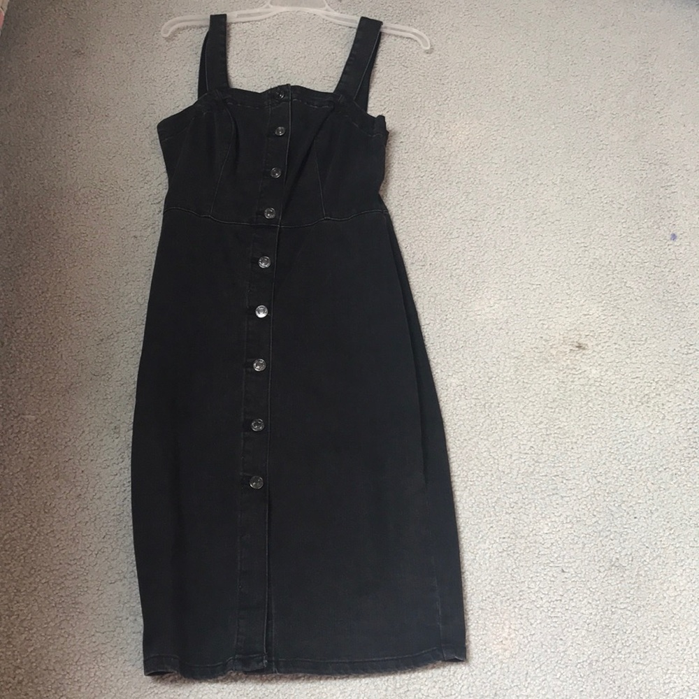 Denim midi length button up dress